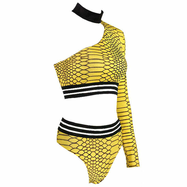 Y2K Fashion Yellow Snake Matching Set - Trendy Coquette Aesthetic Outfit