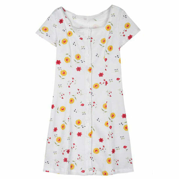 Y2K Floral Dress with Naturecore Aesthetic for Cute and Comfy Style