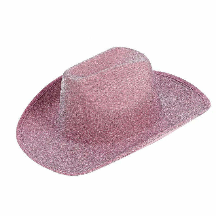 Y2K Glitter Cowgirl Hat for Coquette Aesthetic & Y2K Style Outfits