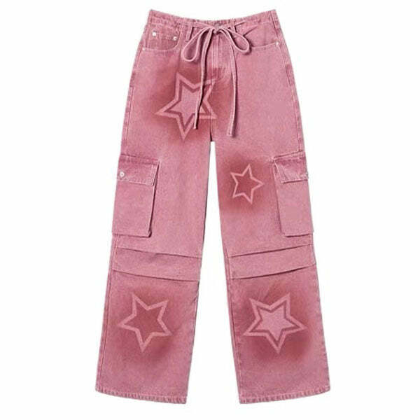 Y2K Graffiti Star Jeans: Trendy Grunge Aesthetic for Stylish Outfits