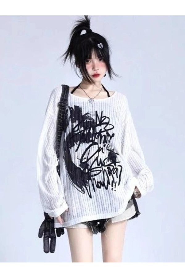 Y2K Graffiti Street Style Oversized Hoodie for Trendy Aesthetic Looks