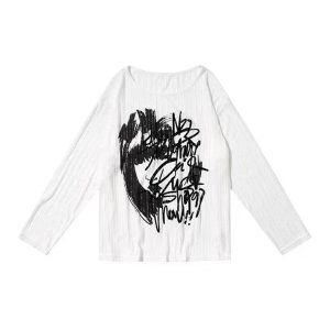 Y2K Graffiti Street Style Oversized Hoodie for Trendy Aesthetic Looks