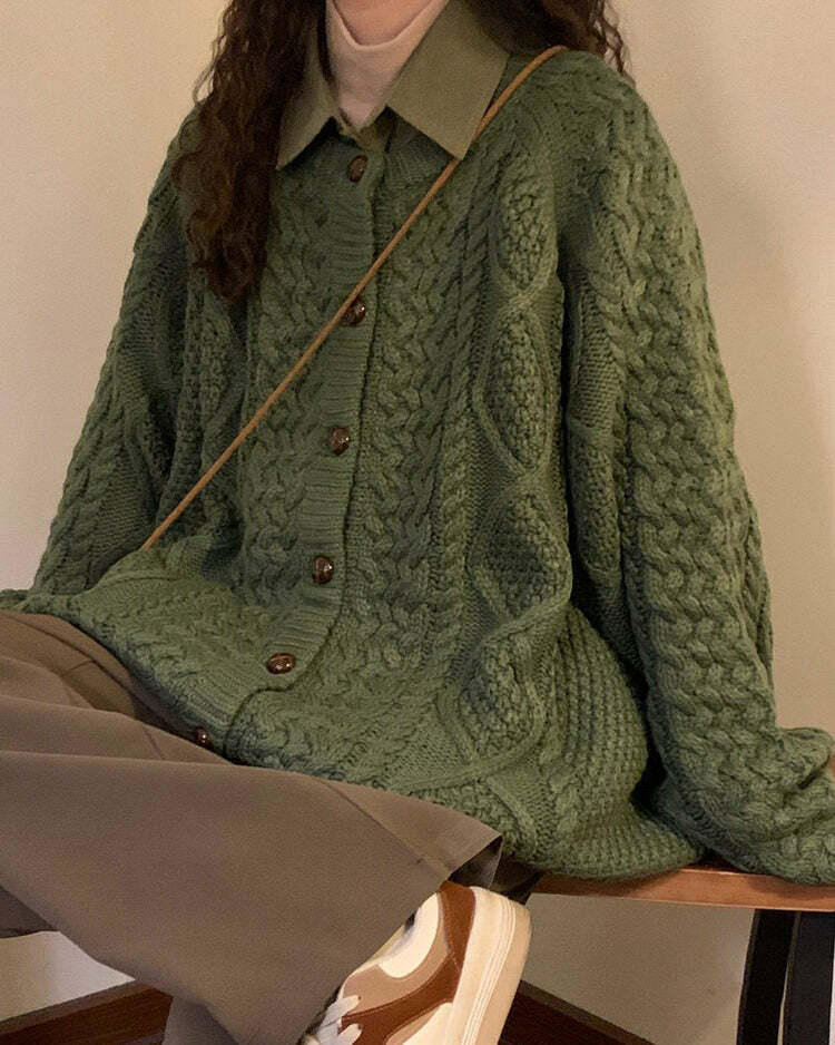 Y2K Grandma Collar Cardigan: Vintage-Inspired Cozy Layer for Aesthetic Outfits