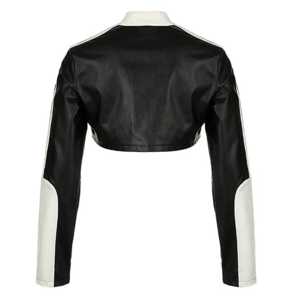 Y2K Grunge Aesthetic Biker Girl Leather Cropped Jacket for Trendy Looks