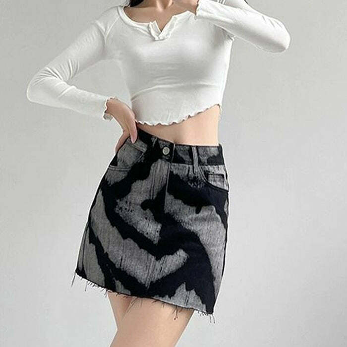 Y2K Grunge Aesthetic Denim Skirt for Trendy Vintage Vibes