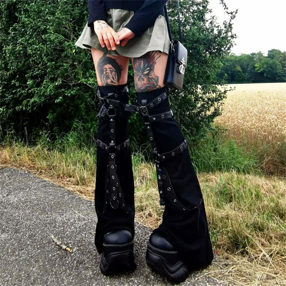 Y2K Grunge Aesthetic Flare Leg Warmers for Trendy Outfits