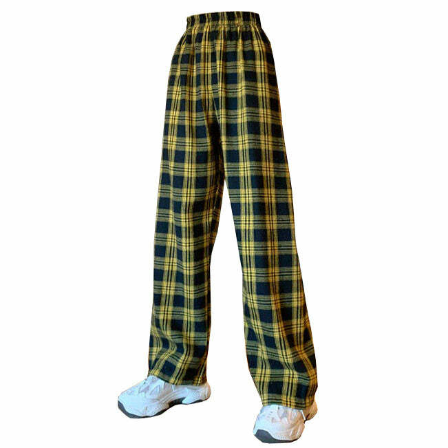 Y2K Grunge Aesthetic Plaid Pants for Trendy Outfits and Comfy Style