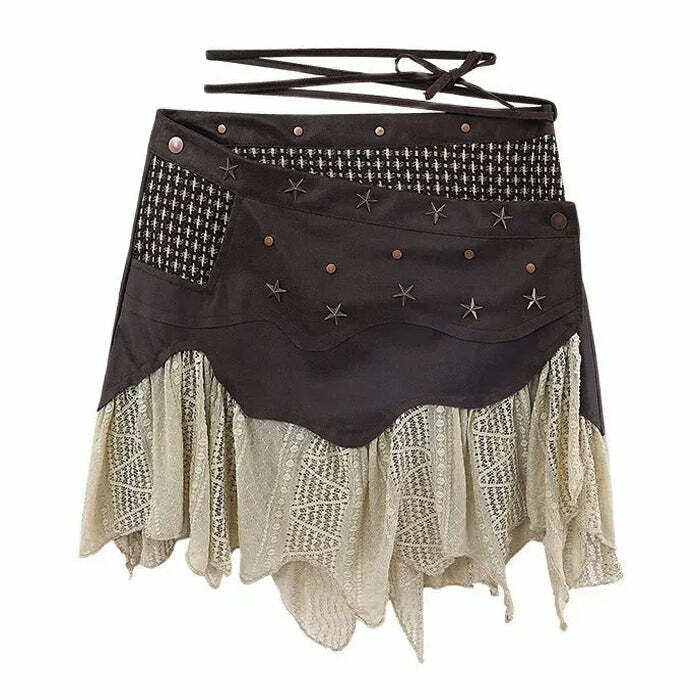 Y2K Grunge Fairy Mini Skirt - Aesthetic Layered Style for Unique Looks