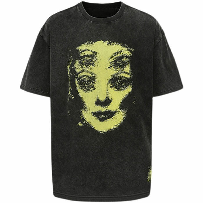 Y2K Grunge Ghost Face Graphic Tee - Edgy Aesthetic Top for Trendsetters