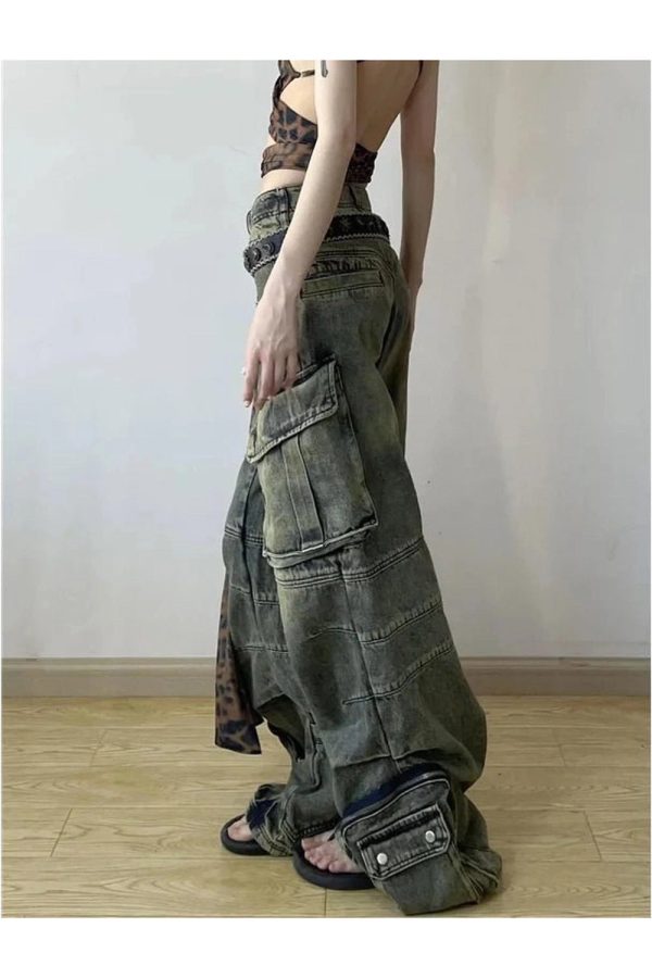 Y2K Grunge Oversized Cargo Pants for Trendy Aesthetic Outfits