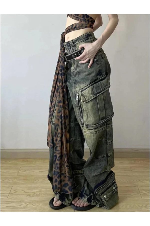 Y2K Grunge Oversized Cargo Pants for Trendy Aesthetic Outfits