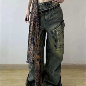 Y2K Grunge Oversized Cargo Pants for Trendy Aesthetic Outfits