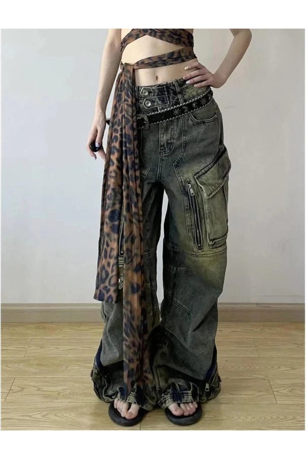 Y2K Grunge Oversized Cargo Pants for Trendy Aesthetic Outfits