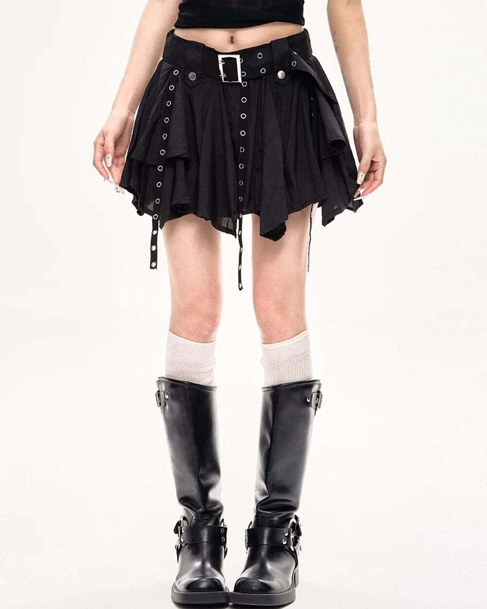 Y2K Grunge Sleaze Layered Mini Skirt for Aesthetic Outfits