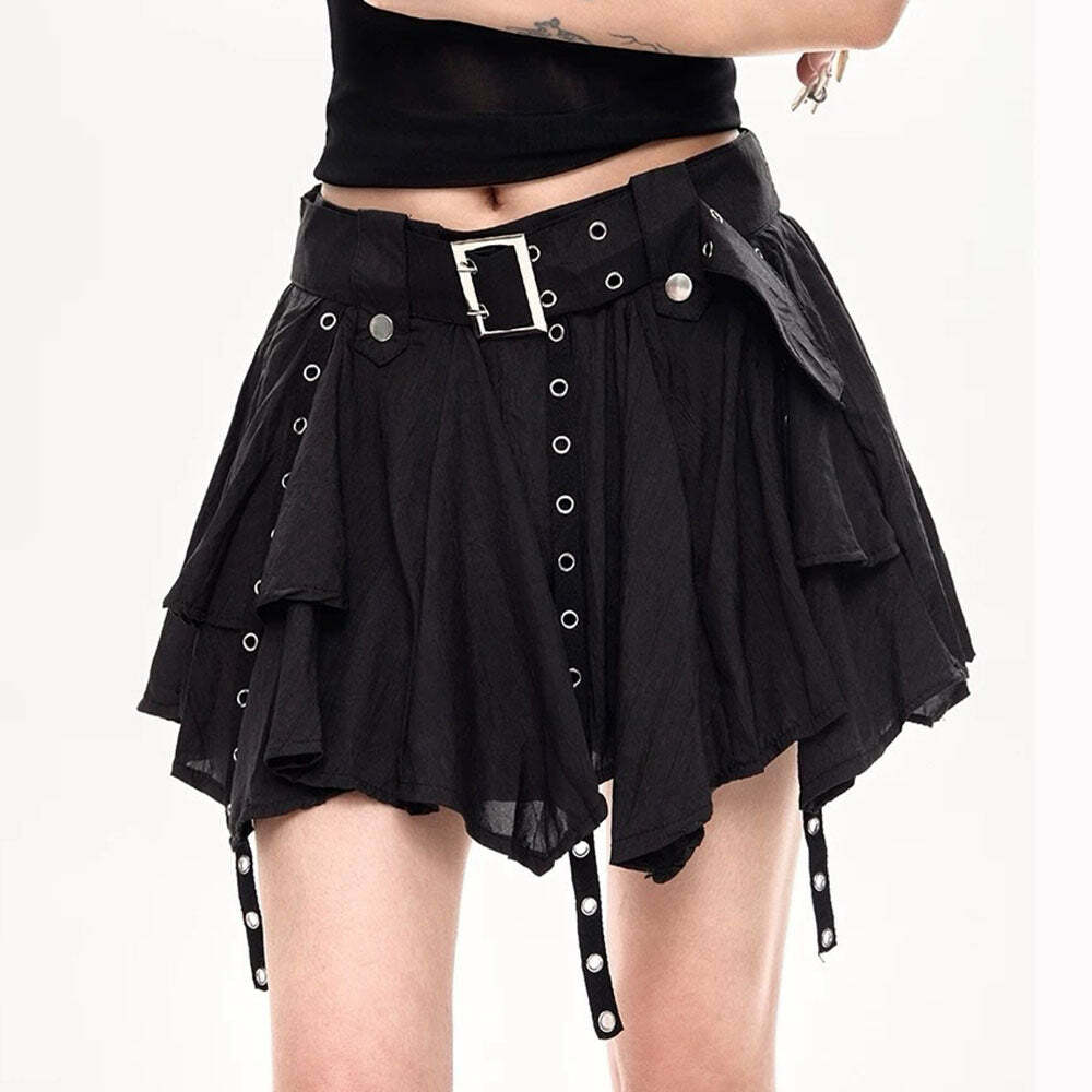 Y2K Grunge Sleaze Layered Mini Skirt for Aesthetic Outfits