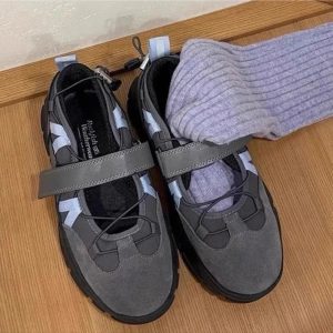 Y2K Grunge Strap Sneakers for Trendy Aesthetic Outfits