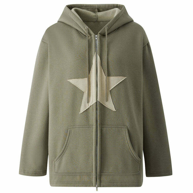 Y2K Grunge Style Skater Girl Star Hoodie for Aesthetic Outfits