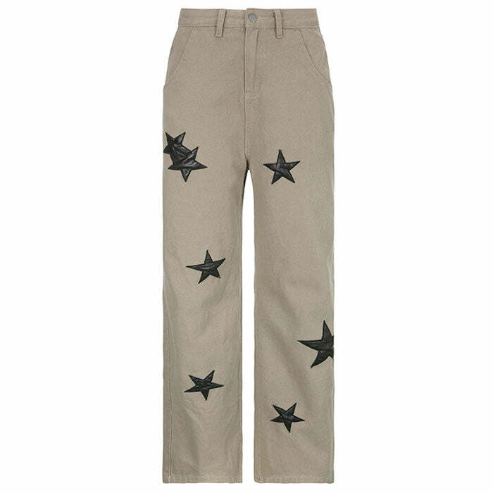 Y2K Grunge Style Skater Girl Star Jeans for Trendy Aesthetic Outfits