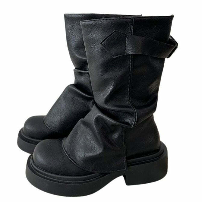 Y2K Grunge Style Slouch Boots for Trendy Aesthetic Outfits