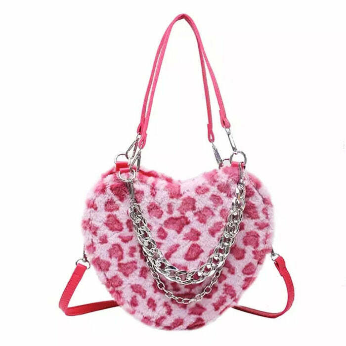 Y2K Heart Fuzzy Bag - Cute Accessory for Coquette and Grunge Aesthetics