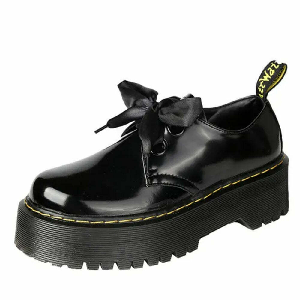 Y2K-Inspired Ribbon-Laced Chunky Platform Boots for Grunge Aesthetic