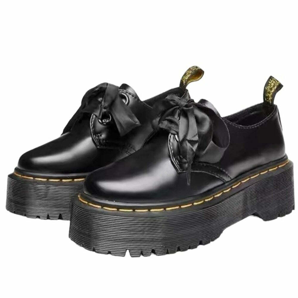 Y2K-Inspired Ribbon-Laced Chunky Platform Boots for Grunge Aesthetic