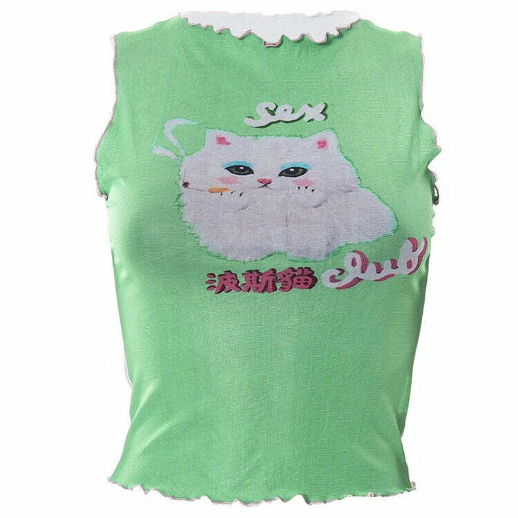 Y2K Kitty Crop Top - Cute Coquette Aesthetic for Trendy Outfits