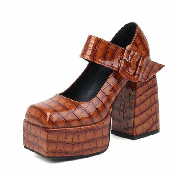 Y2K Mary Jane Platform Heels for Coquette and Grunge Aesthetic Styles