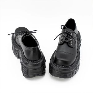 Y2K Monolith Platform Derby Shoes for Grunge and Coquette Aesthetic