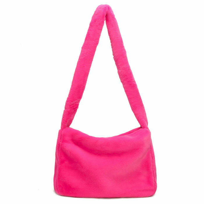 Y2K Neon Fuzzy Bag for Coquette Aesthetic & Grunge Style Outfits