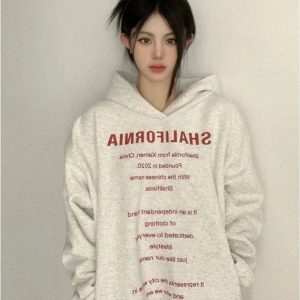 Y2K Oversized Typography Hoodie for Comfy Grunge Aesthetic Style