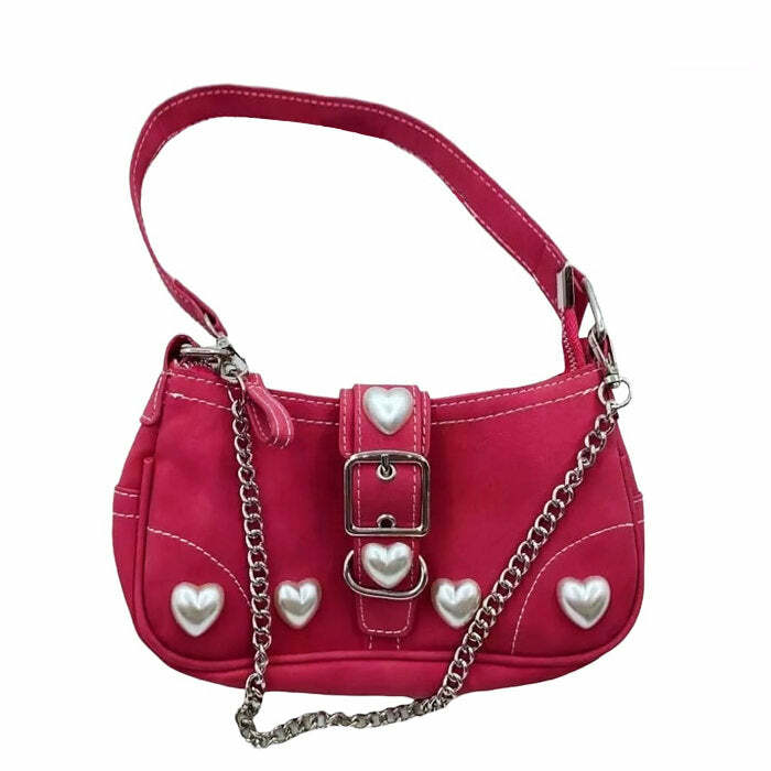 Y2K Pearl Heart Bag - Cute Accessory for Coquette and Grunge Aesthetics