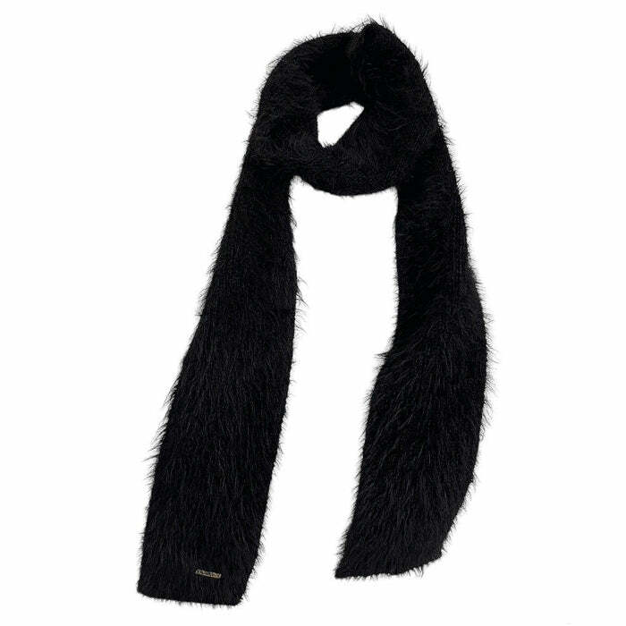 Y2K Popstar Fuzzy Scarf for Cozy Aesthetic Outfits and Grunge Style