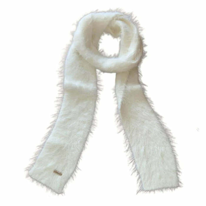 Y2K Popstar Fuzzy Scarf for Cozy Aesthetic Outfits and Grunge Style