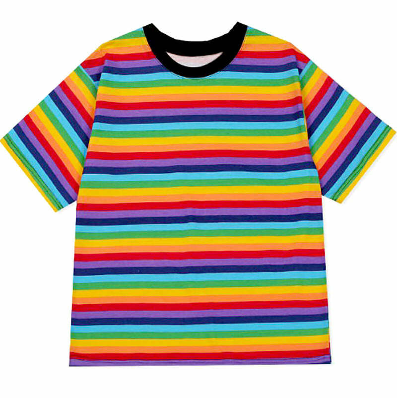 Y2K Rainbow Tee: Cute Pastel Aesthetic Top for Trendy Outfits