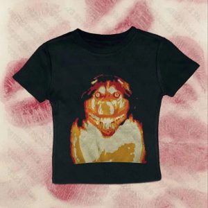 Y2K Retro Horror Graphic Baby Tee - Cute Top for Grunge Aesthetic Lovers