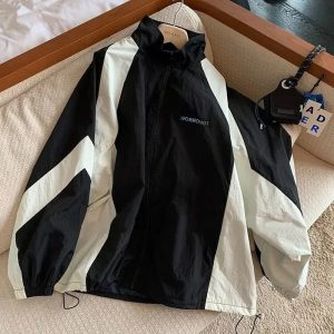 Y2K Retro Sport Track Jacket for Trendy Aesthetic Outfits