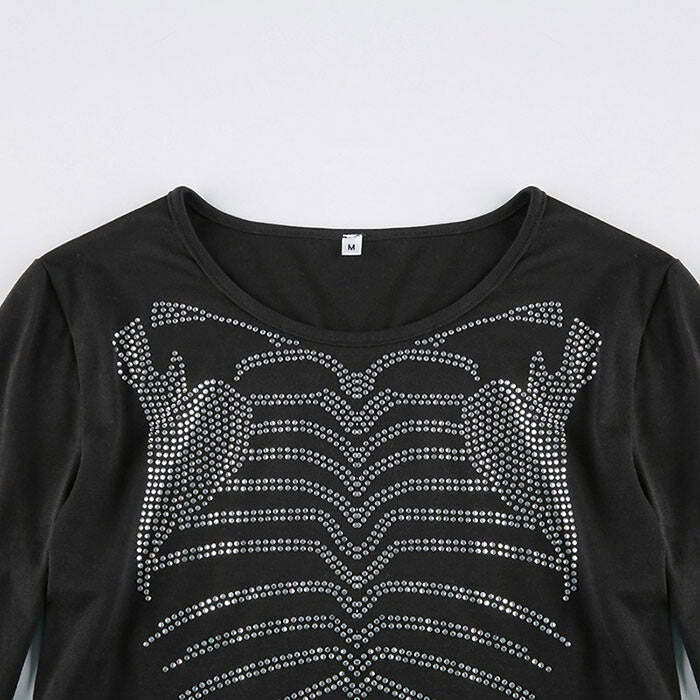 Y2K Rhinestone Crop Top - Cute Aesthetic for Grunge & Coquette Styles