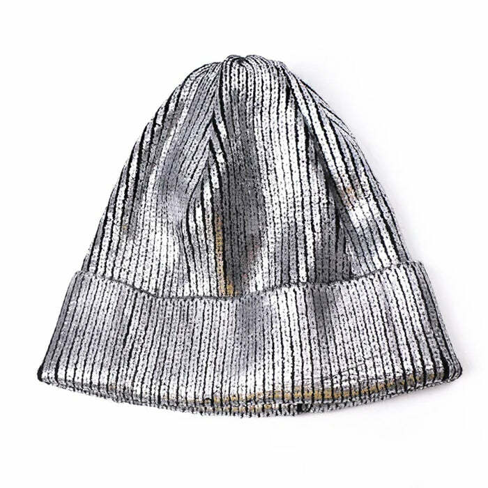 Y2K Sequined Disco Beanie for Coquette Aesthetic & Grunge Style