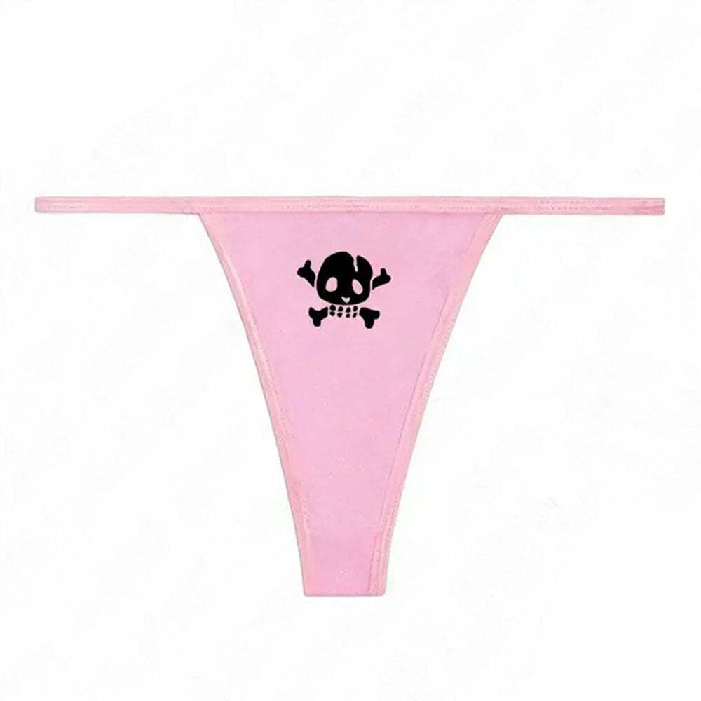 Y2K Skull Thong Panty - Edgy Grunge Aesthetic for Trendy Outfits