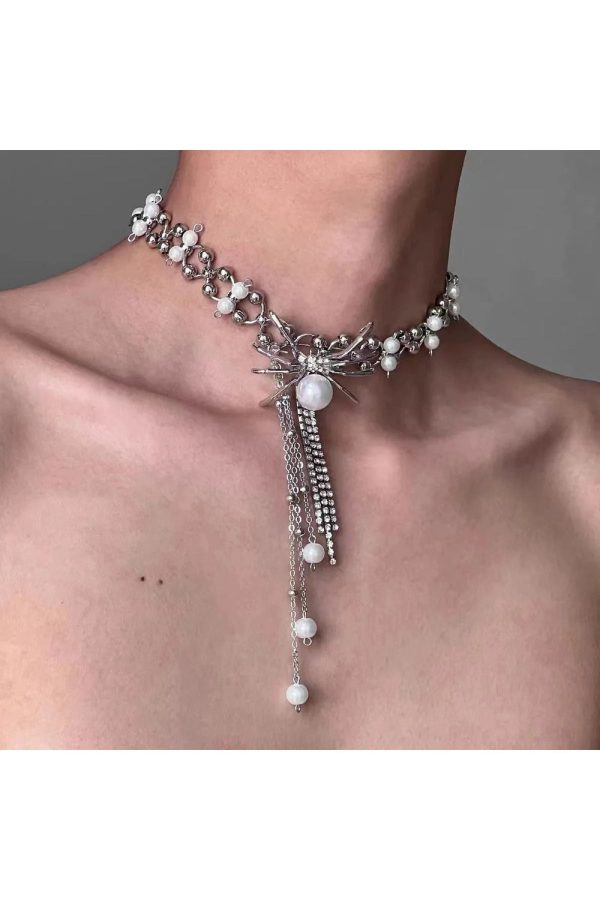 Y2K Spiked Heart Chain Choker for Grunge and Coquette Aesthetic Styles