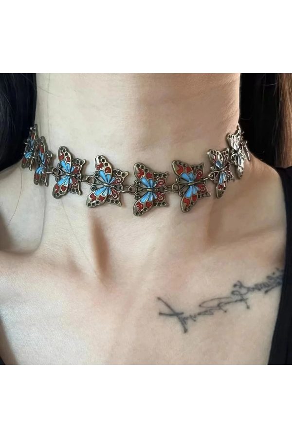 Y2K Spiked Heart Chain Choker for Grunge and Coquette Aesthetic Styles