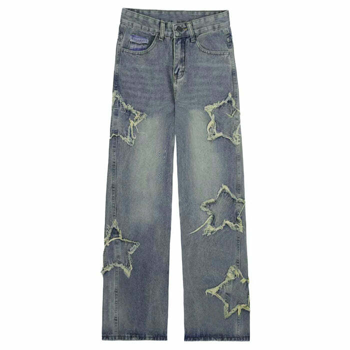 Y2K Star Baggy Jeans for Trendy Grunge and Coquette Aesthetic Looks