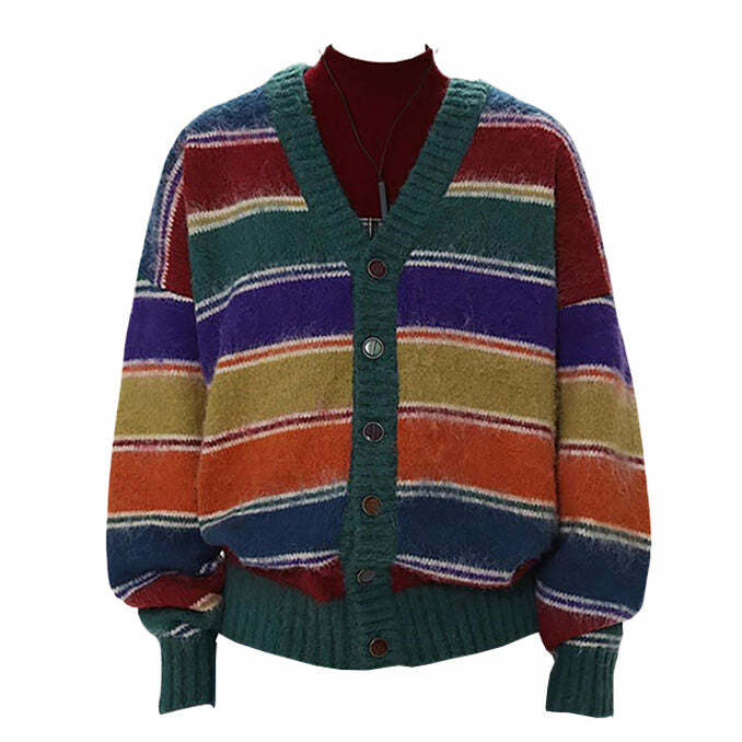 Y2K Striped Cardigan for Cozy Aesthetic Outfits and Comfy Layering