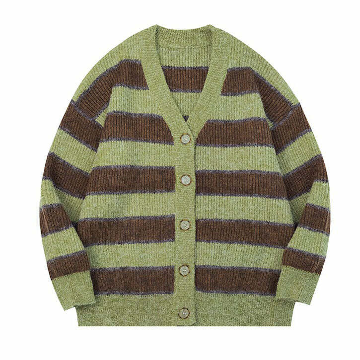 Y2K Striped Cardigan for Cozy Aesthetic Outfits and Comfy Layers