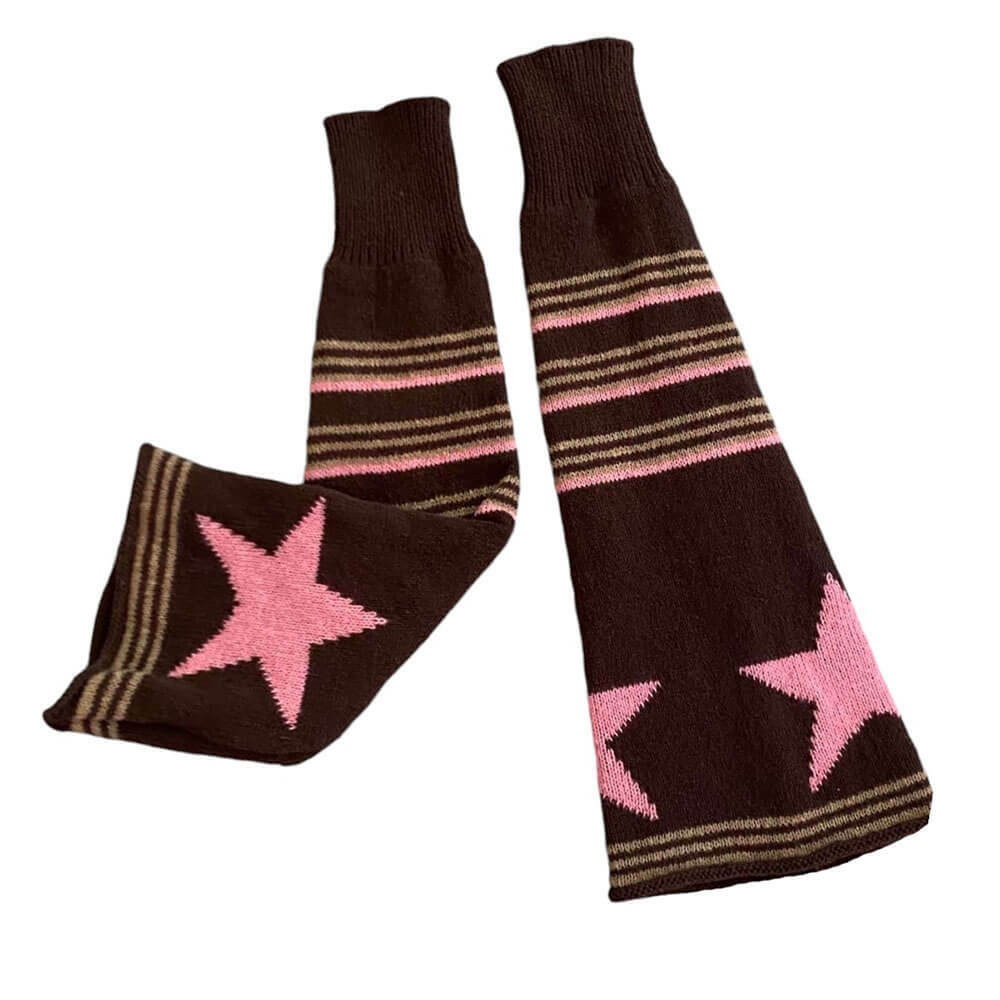 Y2K Striped Leg Warmers for Coquette Aesthetic & Grunge Style Outfits