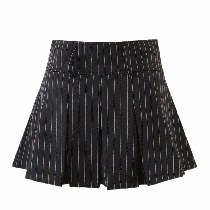 Y2K Striped Pleated Skirt for Coquette Aesthetic & Grunge Style