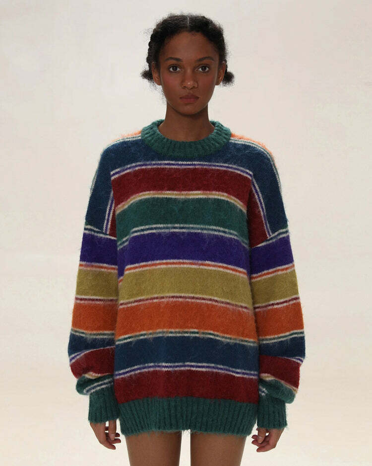 Y2K Striped Sweater: Embrace Coquette Aesthetic & Fall Vibes