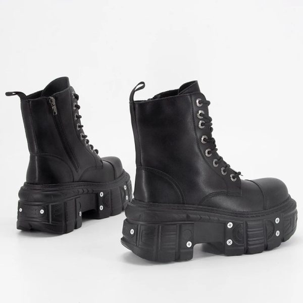 Y2K Style Neo-Punk Platform Combat Boots for Grunge Aesthetic Lovers