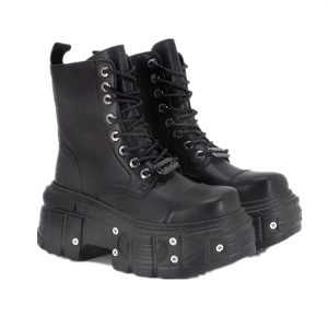 Y2K Style Neo-Punk Platform Combat Boots for Grunge Aesthetic Lovers